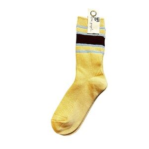 Free People Tan and Blue Striped Socks